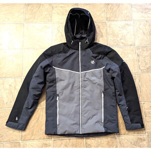 New Dare2B sz S Observe Mens Snow Ski Board Jacket gray black hoodie HU